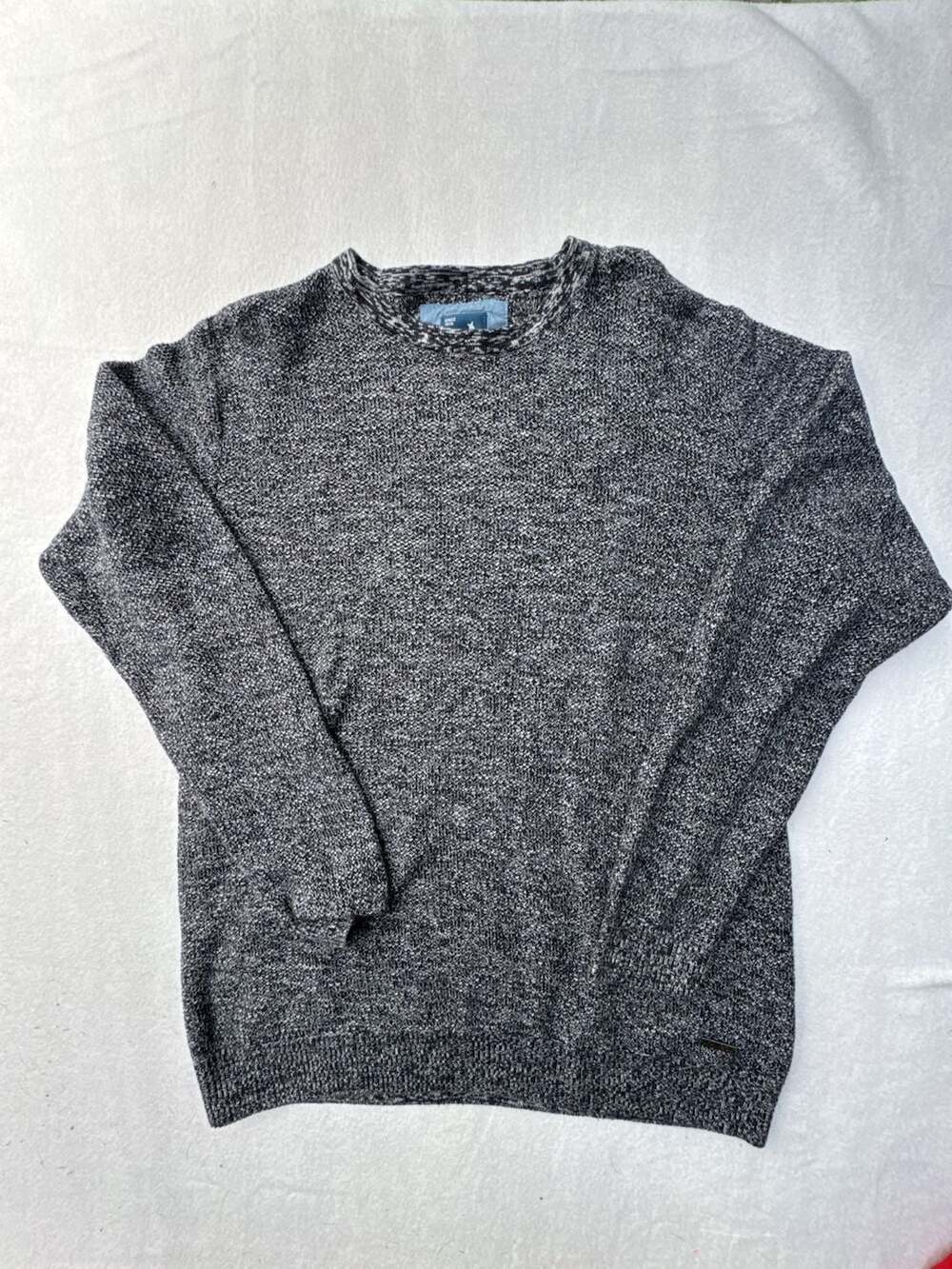 Kangol Men's XL Black and White Marled Cotton Crewneck Sweater
